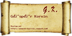 Gáspár Korvin névjegykártya